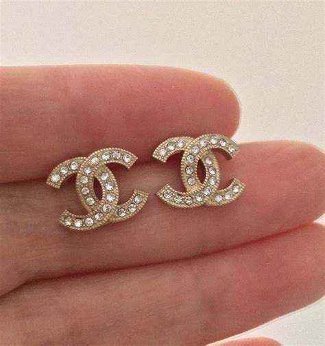 chanel diamond cc stud earrings|vintage chanel stud earrings.